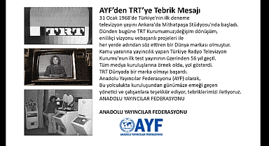 Anadoly Yayıncılar Federasyonu'ndan TRT'ye Tebrik Mesajı